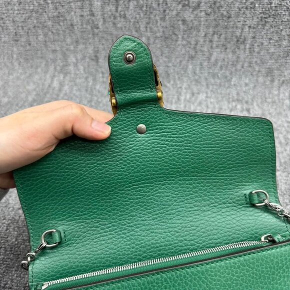 GUCCI Dionysus Green Leather Shoulder Bag 650-032625 - Picture 8 of 16